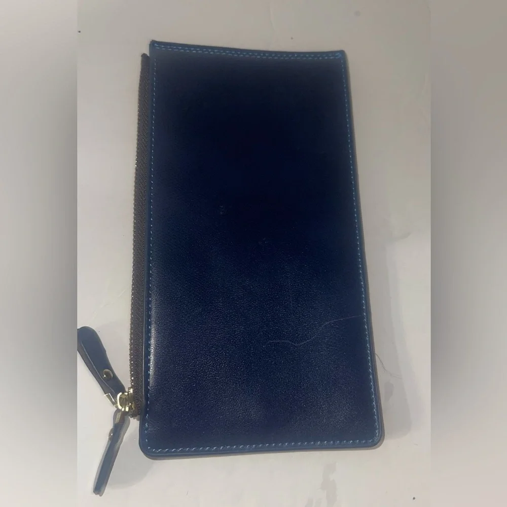 HENGSHENG Navy Zip leather Wallet new TikTok